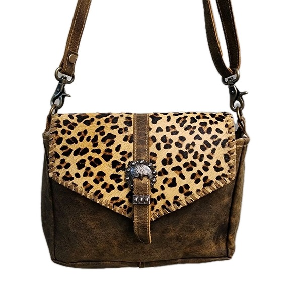 Myra Bag Handbags - Myra Bag Crossbody Women's Purse Swish Leather and Hairon Bag Cheetah Print